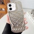 For iPhone 12 Mermaid Shape Glitter Paper Embossed Electroplated TPU Phone Case(Silver)