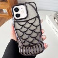 For iPhone 12 Mermaid Shape Glitter Paper Embossed Electroplated TPU Phone Case(Black)