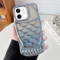 For iPhone 12 Mermaid Shape Glitter Paper Embossed Electroplated TPU Phone Case(Blue)