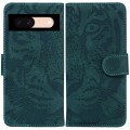 For Google Pixel 8a Tiger Embossing Pattern Flip Leather Phone Case(Green)