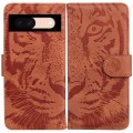 For Google Pixel 8a Tiger Embossing Pattern Flip Leather Phone Case(Brown)