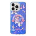 For iPhone 15 Pro Colorful Pattern TPU + PC Phone Case(Rainbow Unicorn)