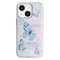 For iPhone 14 Colorful Pattern TPU + PC Phone Case(White Butterflies)