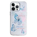 For iPhone 14 Pro Max Colorful Pattern TPU + PC Phone Case(White Butterflies)