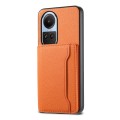 For OPPO Reno10 5G Global Calf Texture Card Bag Design Full Coverage Phone Case(Orange)