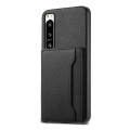 For Sony Xperia 5 IV Calf Texture Card Bag Design Full Coverage Phone Case(Black)