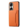 For Honor 90 Calf Texture Card Bag Design Full Coverage Phone Case(Orange)