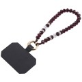Mobile Phone Anti-lost Bead Chain Short Lanyard with Pad(Brown)