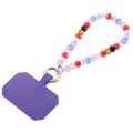 Mobile Phone Anti-lost Bead Chain Short Lanyard with Pad(Purple)
