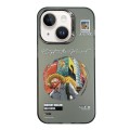For iPhone 14 Electroplated Lens Illustration Phone Case(Grey)