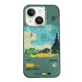 For iPhone 14 Electroplated Lens Illustration Phone Case(Green)