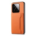 For Xiaomi 14 Calf Texture Card Bag Design Full Coverage Phone Case(Orange)