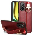 For Realme C67 4G Wristband Leather Back Phone Case(Red)