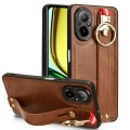 For Realme C67 4G Wristband Leather Back Phone Case(Brown)