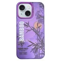 For iPhone 15 Creative Oil Painting Colorful Sunset Scenery TPU + PC Shockproof Phone Case(Purple Ba