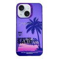 For iPhone 15 Creative Oil Painting Colorful Sunset Scenery TPU + PC Shockproof Phone Case(Purple Co