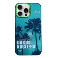 For iPhone 14 Pro Creative Oil Painting Colorful Sunset Scenery TPU + PC Shockproof Phone Case(Green