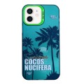 For iPhone 12 Creative Oil Painting Colorful Sunset Scenery TPU + PC Shockproof Phone Case(Green Coc