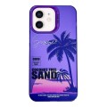 For iPhone 12 Creative Oil Painting Colorful Sunset Scenery TPU + PC Shockproof Phone Case(Purple Co