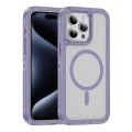 For iPhone 15 Pro Max Guard Magsafe Magnetic Ring Matte Phone Case(Light Purple)