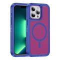 For iPhone 13 Pro Max Guard Magsafe Magnetic Ring Matte Phone Case(Blue+Rose Red)