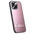 For iPhone 15 R-JUST RJ-61 Electroplating Frosted TPU + PC Phone Case with Holder(Pink)