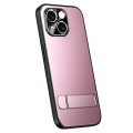 For iPhone 14 Plus R-JUST RJ-61 Electroplating Frosted TPU + PC Phone Case with Holder(Pink)