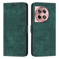 For OnePlus Ace 3 Skin Feel Stripe Pattern Leather Phone Case with Lanyard(Green)