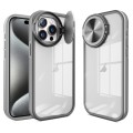 For iPhone 15 Pro Max Round Camshield TPU Hybrid PC Phone Case(Grey)