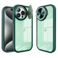 For iPhone 15 Pro Max Round Camshield TPU Hybrid PC Phone Case(Green)