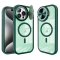 For iPhone 15 Pro Max Round Camshield MagSafe TPU Hybrid PC Phone Case(Green)