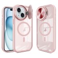 For iPhone 15 Plus Round Camshield MagSafe TPU Hybrid PC Phone Case(Pink)