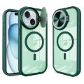 For iPhone 15 Plus Round Camshield MagSafe TPU Hybrid PC Phone Case(Green)