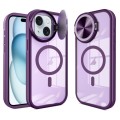 For iPhone 15 Plus Round Camshield MagSafe TPU Hybrid PC Phone Case(Purple)