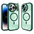 For iPhone 14 Pro Max Round Camshield MagSafe TPU Hybrid PC Phone Case(Green)