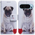 For Google Pixel 9 Pro Coloured Drawing Flip Leather Phone Case(Pug)
