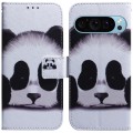 For Google Pixel 9 Coloured Drawing Flip Leather Phone Case(Panda)