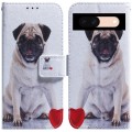 For Google Pixel 8a Coloured Drawing Flip Leather Phone Case(Pug)