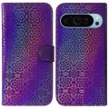 For Google Pixel 9 Pro Colorful Magnetic Buckle Leather Phone Case(Purple)