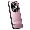 For OPPO Find X7 R-JUST RJ-61 Electroplating Frosted TPU + PC Phone Case with Holder(Pink)