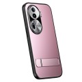 For OPPO Reno11 Global R-JUST RJ-61 Electroplating Frosted TPU + PC Phone Case with Holder(Pink)