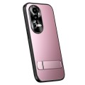 For OPPO Reno10 Pro+ Global R-JUST RJ-61 Electroplating Frosted TPU + PC Phone Case with Holder(Pink