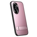 For Honor 100 Pro R-JUST RJ-61 Electroplating Frosted TPU + PC Phone Case with Holder(Pink)