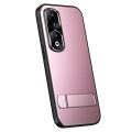 For Honor 90 Pro R-JUST RJ-61 Electroplating Frosted TPU + PC Phone Case with Holder(Pink)