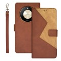 For Honor X9b idewei Two-color Splicing Leather Phone Case(Brown)