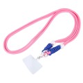 Double Buckle Twist Rope Slim Long Lanyard(Rose Red)