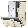 For Samsung Galaxy Note10 Elastic Card Bag Ring Holder Phone Case(White)