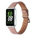 For Samsung Galaxy Fit 3 Sewing Thread Genuine Leather Watch Band(Dark Pink)