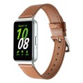 For Samsung Galaxy Fit 3 Sewing Thread Genuine Leather Watch Band(Brown)