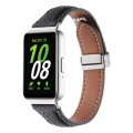 For Samsung Galaxy Fit 3 Litchi Texture Magnetic Buckle Slim Leather Watch Band(Black)